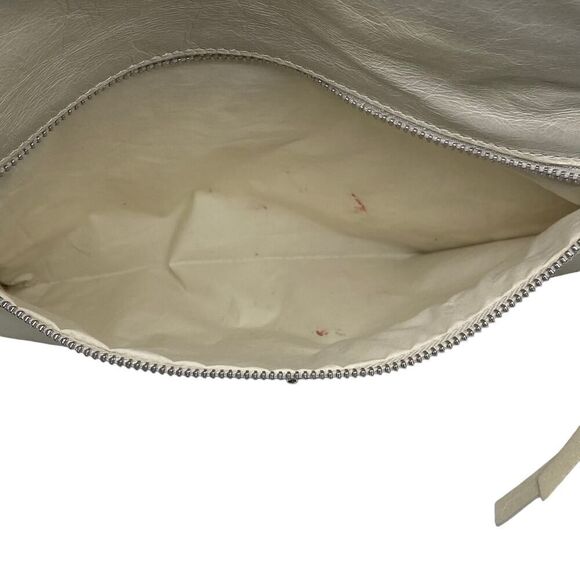 Gianni Chiarini Cream Leather Clutch Shoulder Bag Italy Minimalist Understated - Picture 12 of 13